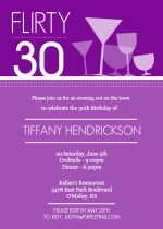 Purple Happy Hour Drinks Birthday invitation