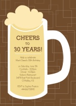 Brown Beers Cheers  Birthday Invitations