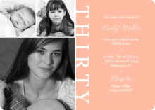 Peach Three Photo Thirtieth Party Invitation