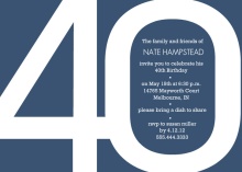 Modern Blue 4-0 Birthday Invitation