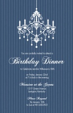 Elegant Chandelier Blue Birthday Party Invitation