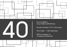 Grey Squares 40th Birthday Invitation