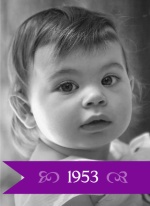 Purple Banner Quadfold 50th Birthday Invitation