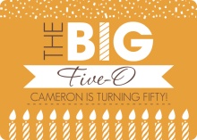 Orange and Blue Banner 50th Birthday Invitation