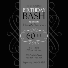 Black and Grey Formal Soiree  60th Birthday Invite