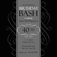 Black and Grey Formal Soiree  40th Birthday Invite