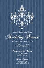 Elegant Chandelier Blue Birthday Party Invitation