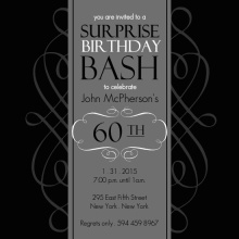Black and Grey Formal Soiree  Surprise Party Invite