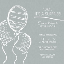 Sketchy White Balloons Surprise Birthday Invitation