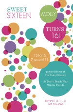 Colorful Bubbles Sweet 16 Birthday Invitation