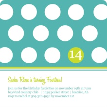 Turquoise and Green Polka Dot Birthday Invitation