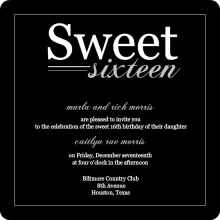 Black Modern Sweet 16th Birthday Invitation
