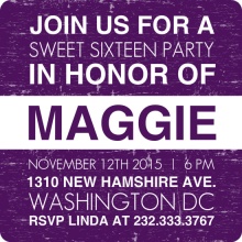 Purple News Flash 16th Birthday Invitation