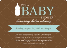 Blue and Brown Quilted  Boy Baby Shower Invite