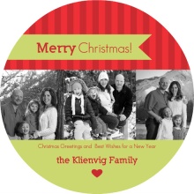 Bright Stripes Circle Christmas Photo Card