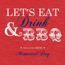 Red Modern Eat Drink and BBQ Memorial Day Invitation