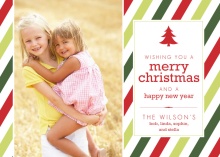 Red and Green Stripes Christmas Photo Cards