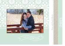Green and Taupe Flowers New Years Photo Card