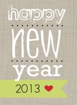 Gray Linen Bold New Years Card