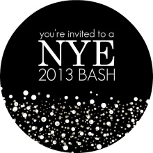 Black and White Circle New Years Invitation
