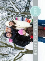 Whimsical Silver and Blue New Years Card