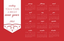 Simple Red Elegance Calendar New Years Card