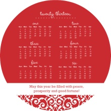 Radiant Red Floral Calendar New Years Card