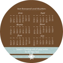 Brown Linen Business Calendar Holiday Card
