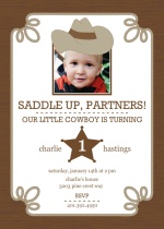Brown Western 1st Birthday Invitations
