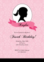 Girls Silhouette Birthday Party Invitation