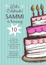 Hand Drawn Cake Birthday Party Invite