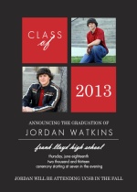 Gray and Red  Graduation Announcement