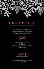 Black Flourish Graduation  Invitation