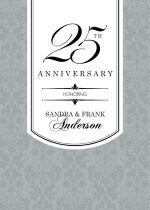 Silver Damask Celebration  25th Anniversary Invitation