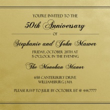 Old Fashioned Gold Script Anniversary Invite