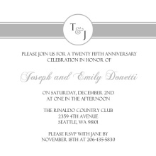 Silver Monogram Anniversary  Party Invite