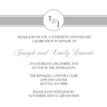 Silver Monogram Anniversary  Anniversary Party Invitation