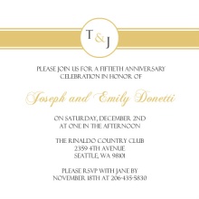 Gold Monogram 50th Anniversary  Anniversary Party Invite