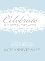 Blue Formal  Trifold Wedding Anniversary Invitation