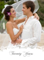 White Flourish 20th Wedding Anniversary Party Invitations