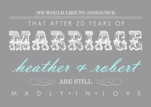 Western Romance Gray and Blue 20th Anniversary Invitations