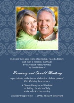 Decorative Flourish White and Navy 50th Anniversary Invitation