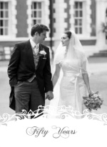 White Flourish 50th Wedding Anniversary Party Invitations