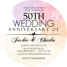 Colorful Watercolor 50th Anniversary Invitation