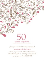 Pink Floral 50th Anniversary Party Invitation