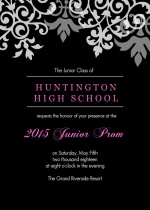 Black and Gray Flourish Prom Invitation