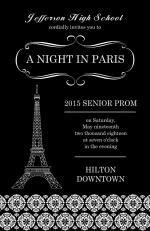 Black and White Parisian Prom Invitation