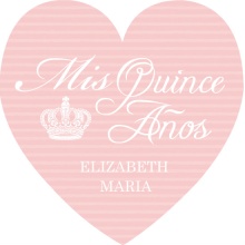 Pink Crown Heart Quinceanera  Invitation