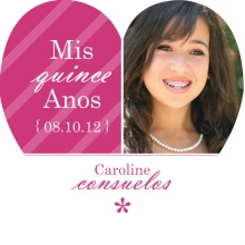 Pink and White Stripes  Quinceanera Invitation