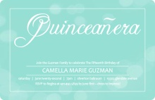 Turquoise and White Bubbles Quinceanera Invitation